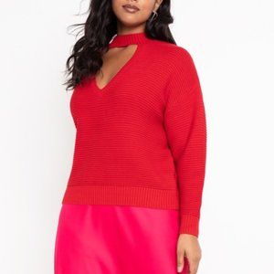 Sexy Eloquii Plus Cut-Out Cotton Blend Sweater